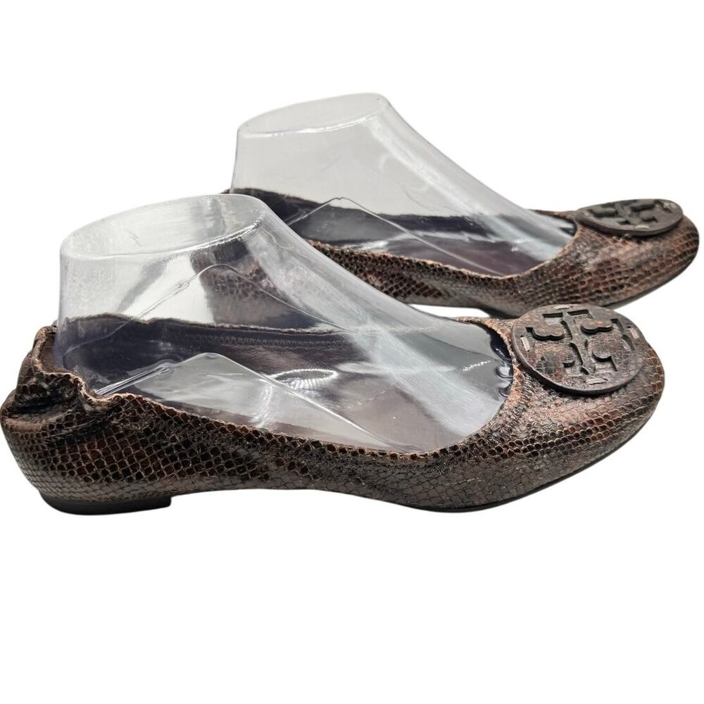 Tory Burch Reva Ballet Flats Brown Snakeskin Size 8 - Picture 6 of 9